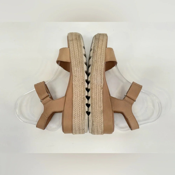 SOREL Tan rattan CAMERON platform Velcro ankle strap sandals size 7.5 - Picture 5 of 8